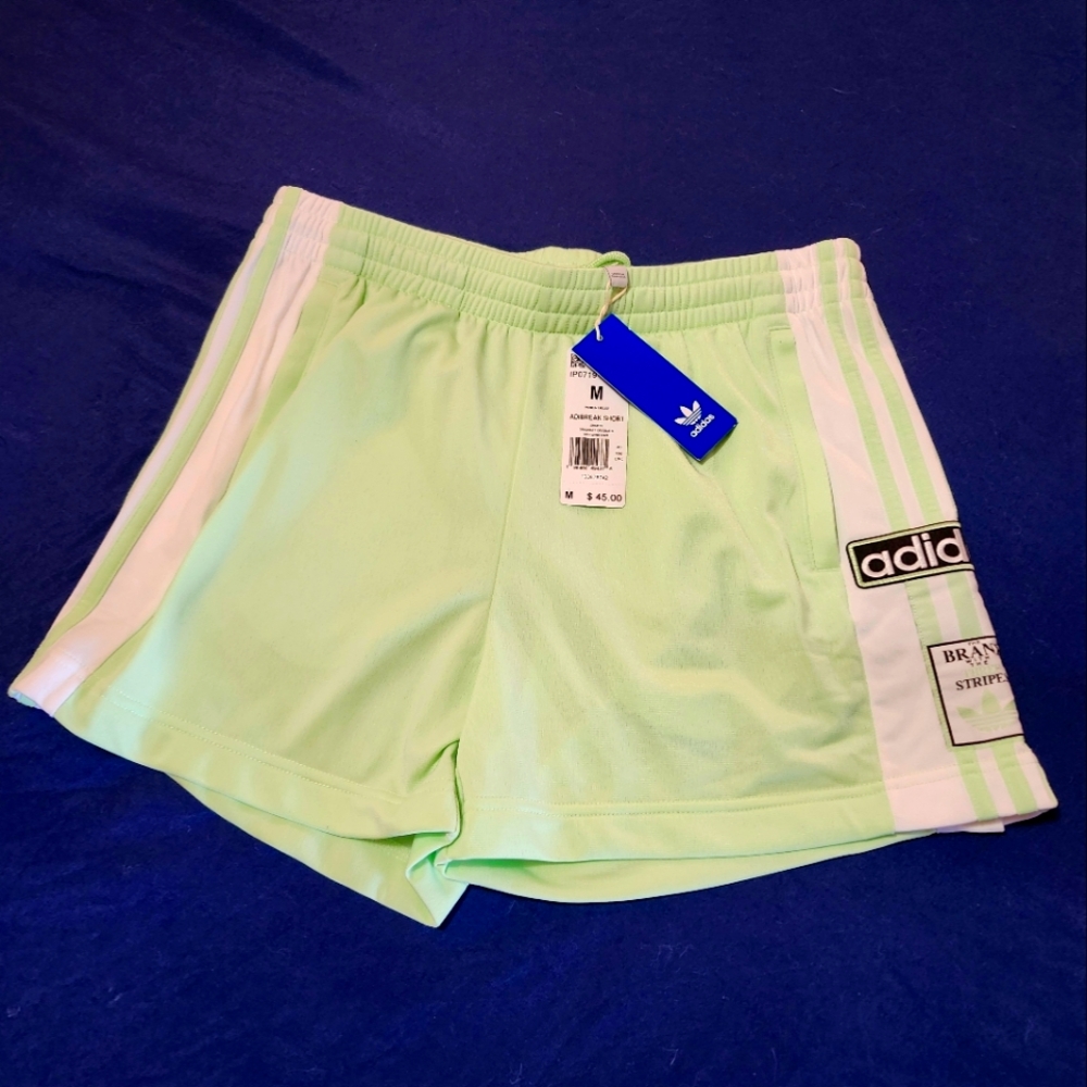 Adidas "ADIBREAK" Light Semi-Green Spark Break Away Shorts In Womens Size Medium